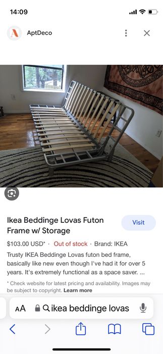 Рамка и калъф за разтегателен диван beddinge IKEA