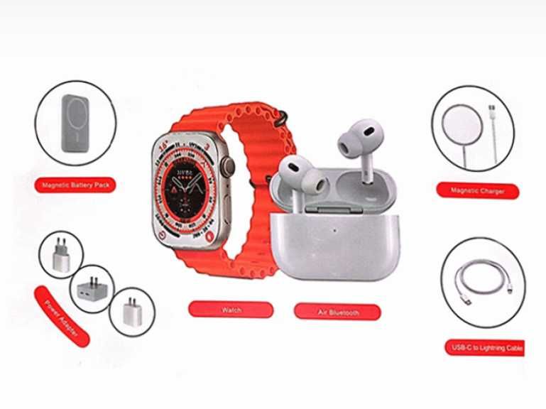 X8 Smartwatch комплект с безжични слушалки,зарядно,външна батерия