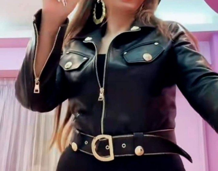 Jacheta dama Balmain,piele naturala 100%,logo metalic auriu/interior i