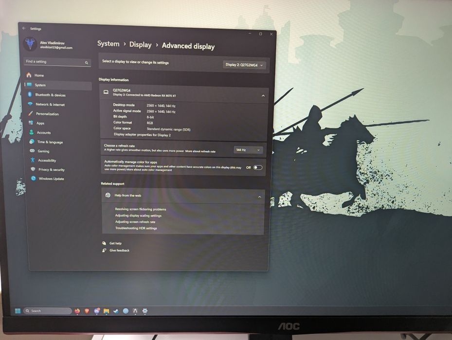 Монитор гейминг 2K QHD 27" 144Hz AOC