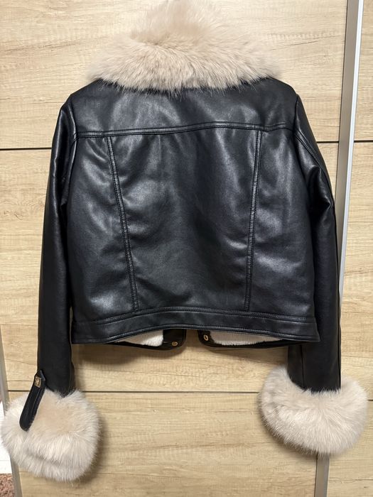 Дамско кожено яке с пух