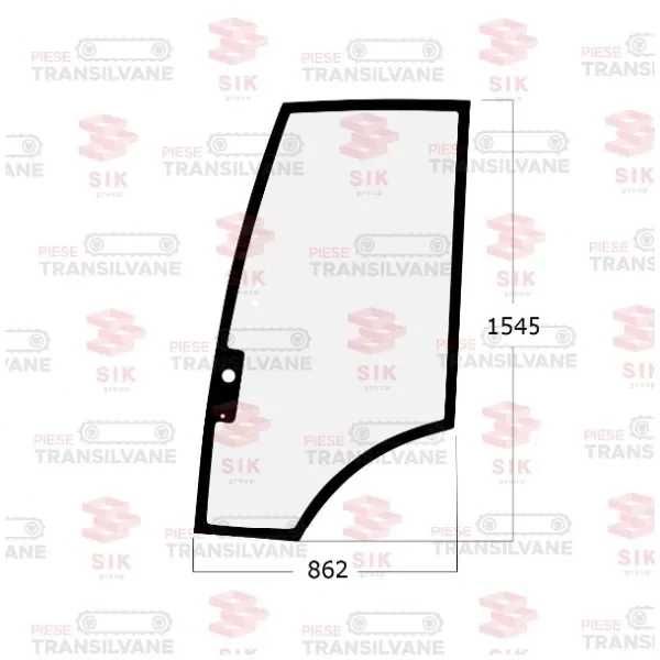 Geam ușă stângă pentru KOMATSU WB93R, WB97R, WB140PS