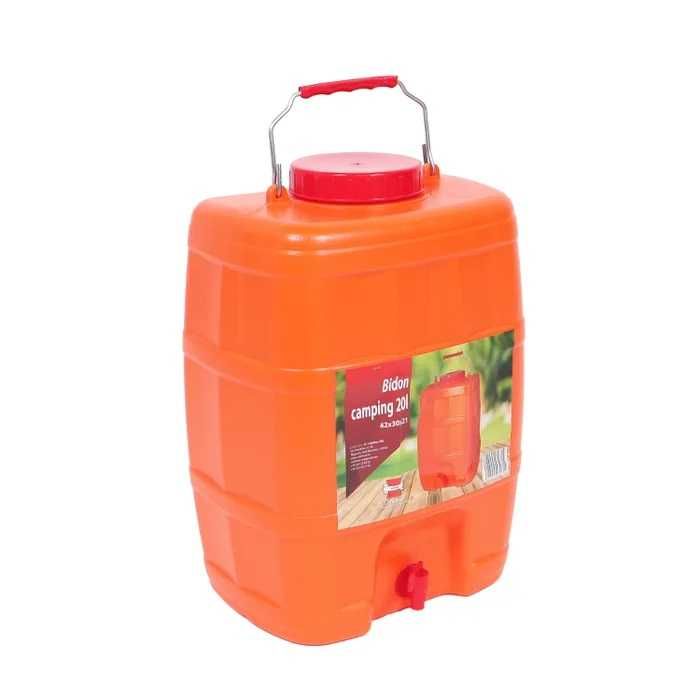 Bidon portocaliu, cu robinet, pentru camping, 30 x 21 x 43 cm, 20L