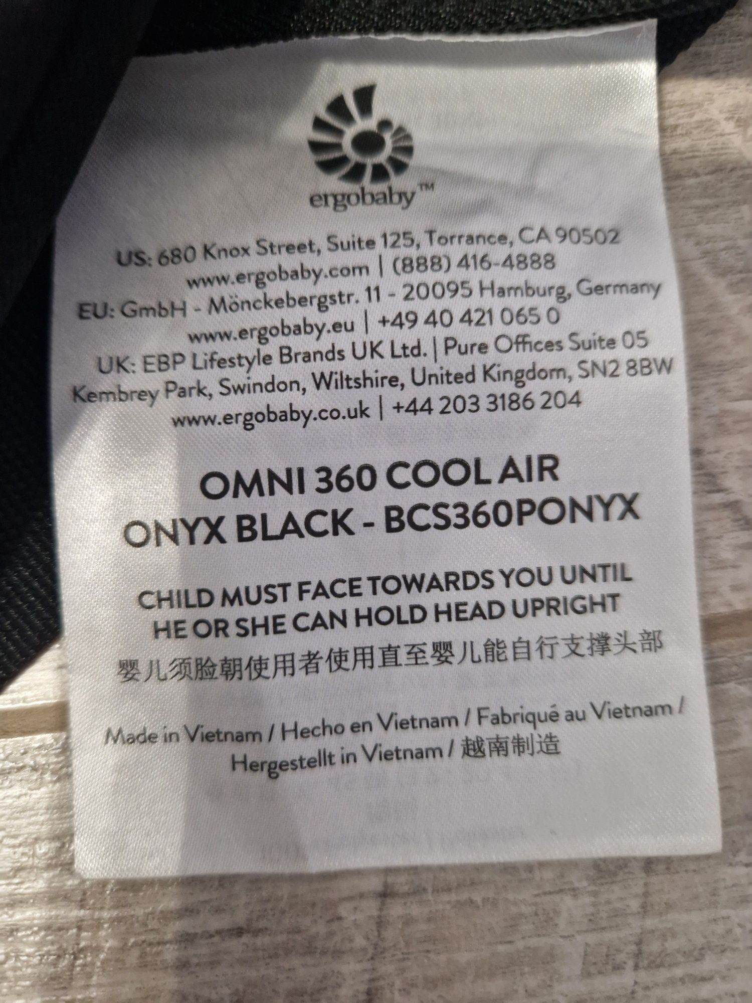 Ергономична раница  ERGOBABY OMNI 360 COOL AIR ONYX