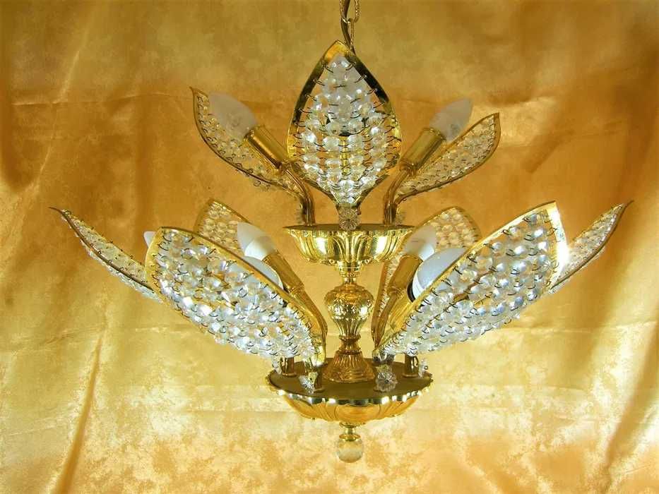 Lustra, candelabru Art Deco, Mid century Modern cristale unica vintage