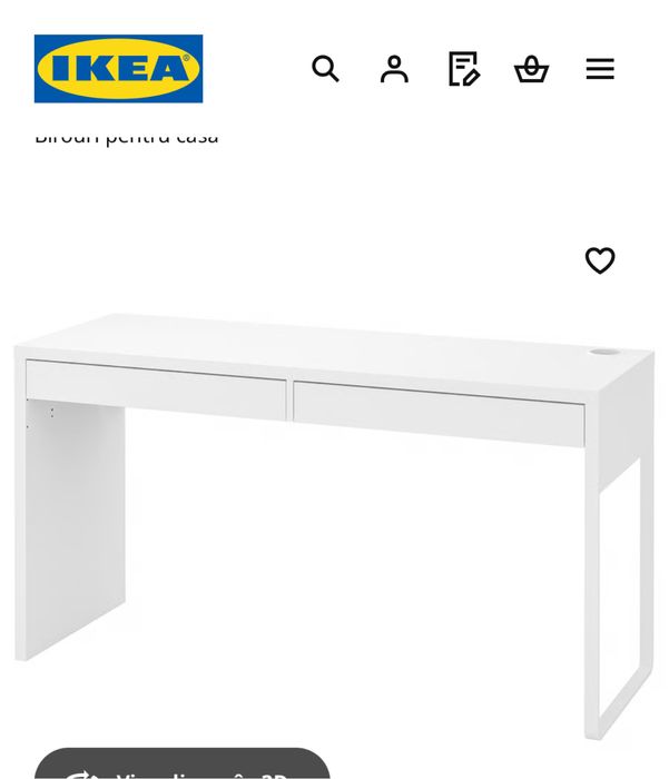 Birou Micke IKEA 142x50 cm