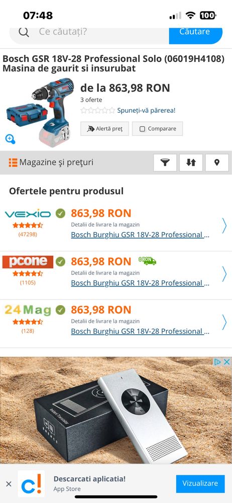 Filetanta Bosch GSR 18V-28 cu ac.de 2 ah.+incarcator-Noua
