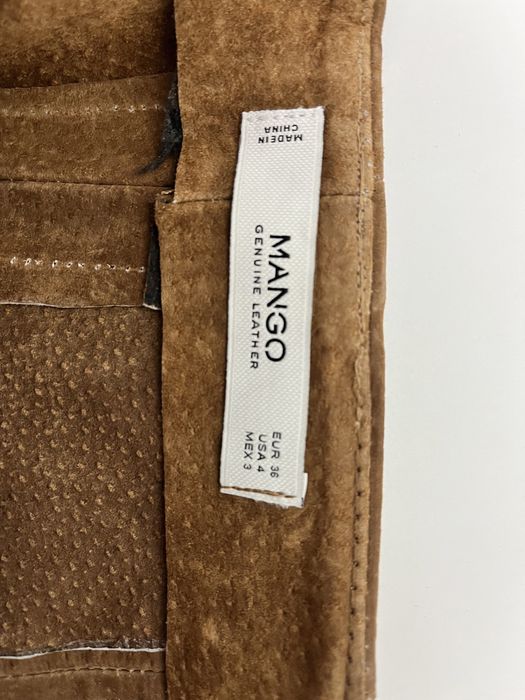 Pantaloni scurti Mango piele intoarsa naturala