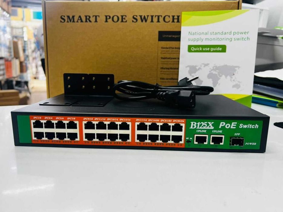 Коммутатор PoE switch 24-портов Свич Poe коммутатор switch пое хаб