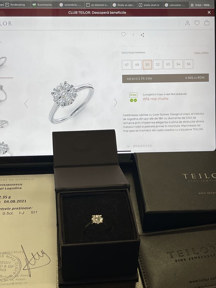 Inel logodna TEILOR aur alb 18K diamante 0.5ct M50