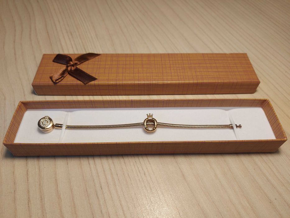 Гривна PANDORA златно покритие Талисман gold Висулка позлатена Пандора