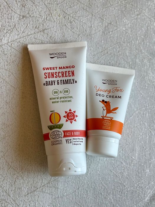 Слънцезащита Dr.Derm & Avene и крем-дезодорант Wooden Spoon