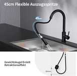 Baterie de bucatarie neagra cu dus extensibil 45 cm si 360° rotatie