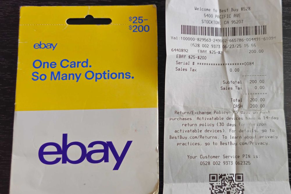 Ebay gift card usd 200