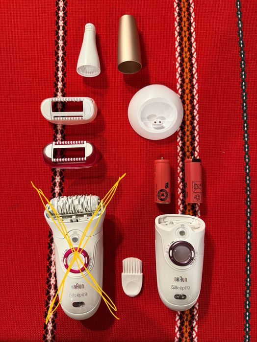 Епилатор Braun Silk Epil 9 с приставки за ремонт с 2 нови батерии