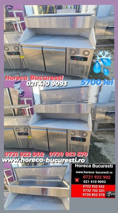 Masa frigo 2 usi sticla cu vitrina GN SH / Masa frigo granitPizza2usi/