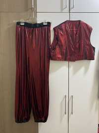 costum-fachir/carnaval: pantalon/vesta-culoare rosie,bordo,marima M