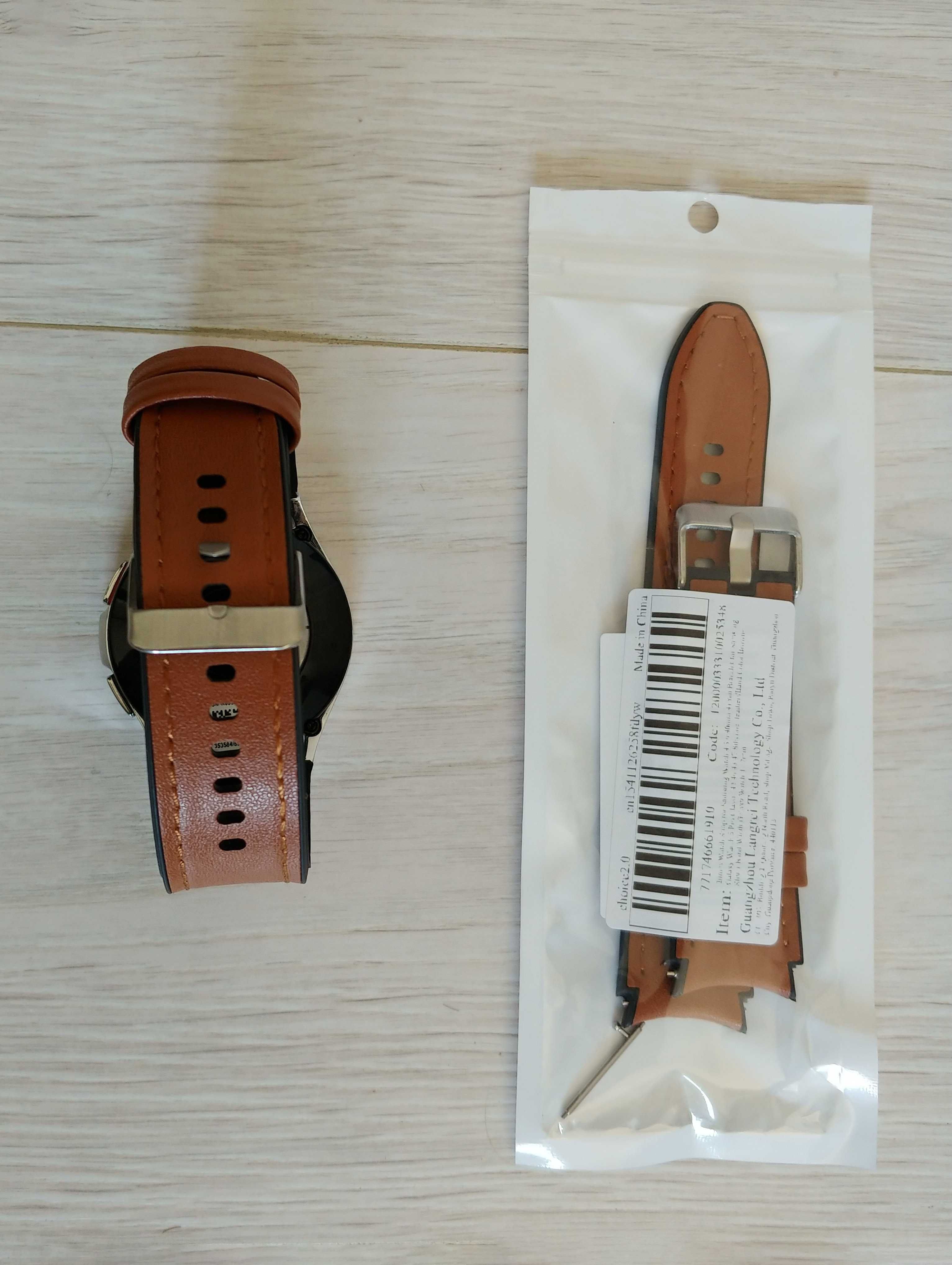 Curea hibrid piele-silicon, 20mm, pentru Samsung Galaxy Watch 4/5/6