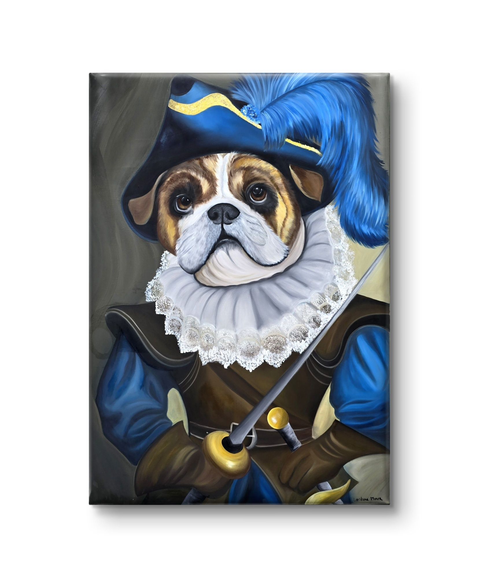 Tablou pictat din ulei pe panza Caine Bulldog