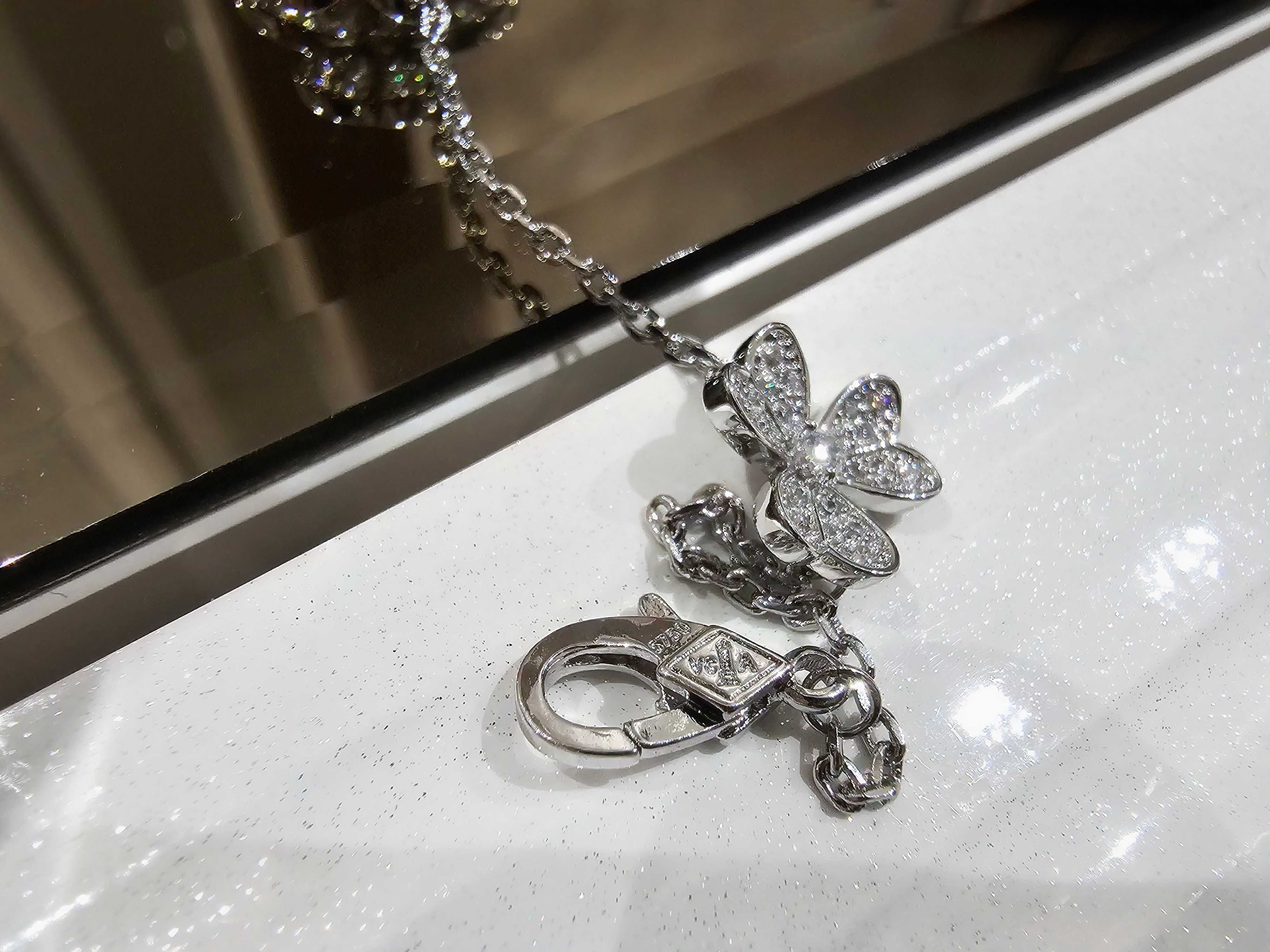 Van Cleef & Arpels VCA Silver 5 Frivole Diamond Clover Дамска Гривна