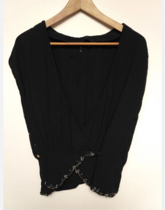 Camasa voal zara bleumarin tip asos cu aplicatii