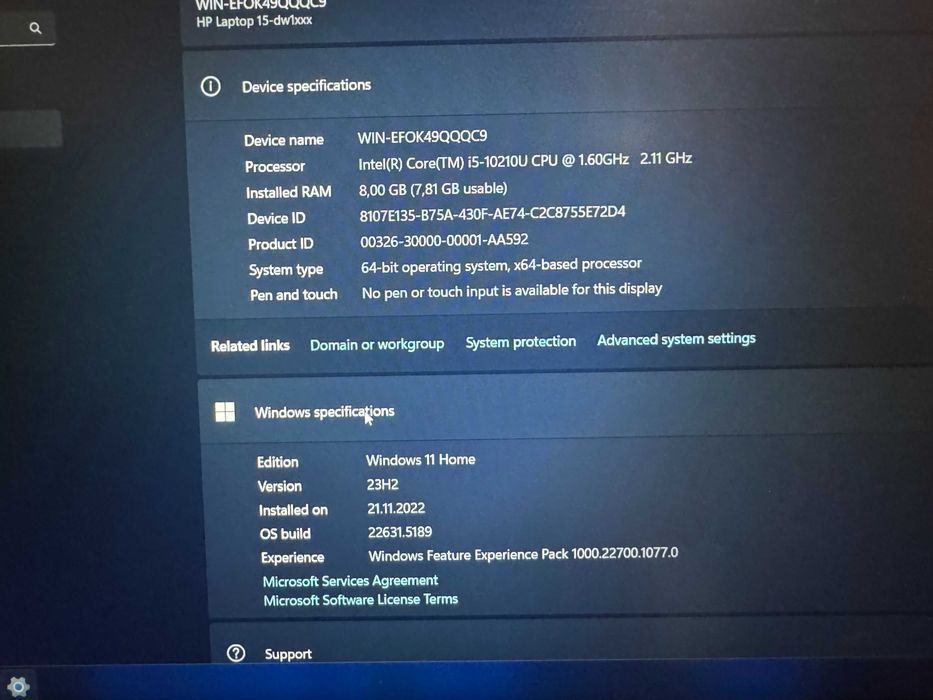 Продается ноутбук, HP Laptop 15-dw1088ur. Б/у.
