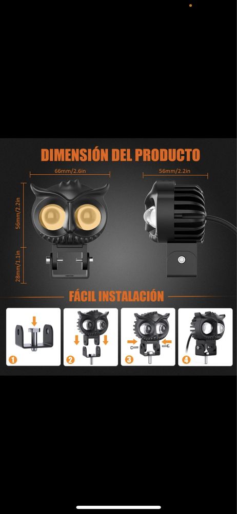 Set proiectoare moto BI LED bufniță ATV scuter offroa lumini