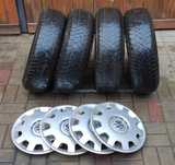 4 roți jante tabla anvelope iarna 175x80 R14 plus capace