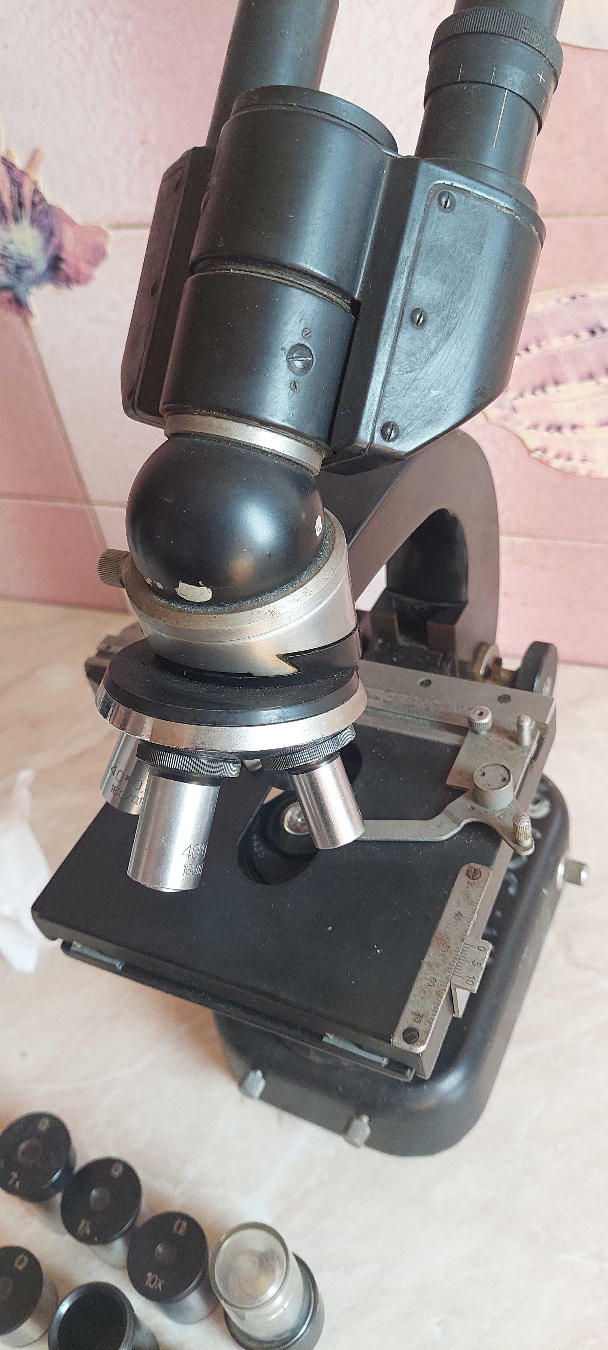 Microscop profesional laborator IOR Bucuresti binocular cu 4 obiective