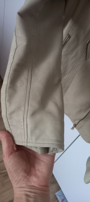 Geaca piele naturala crem, masura 38