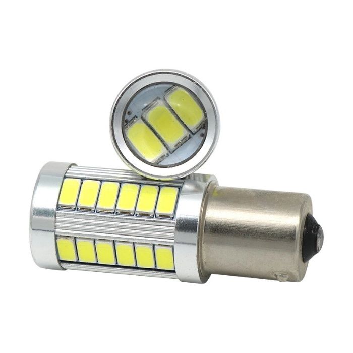 Bec led P21W / BA15S canbus, 33 leduri+lupa , lumina alba 6000k