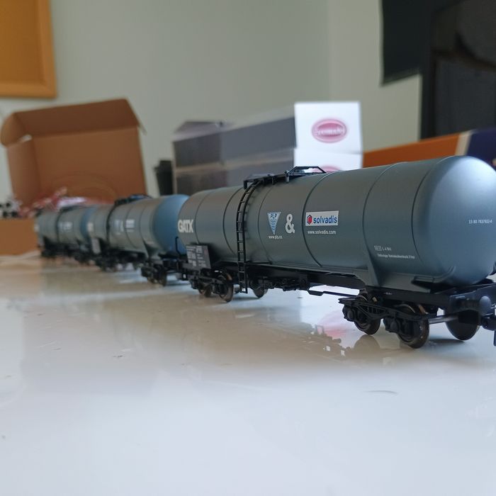 Set 3 Vagoane marfă, cisterne GATX machetă trenuleț electric scara HO