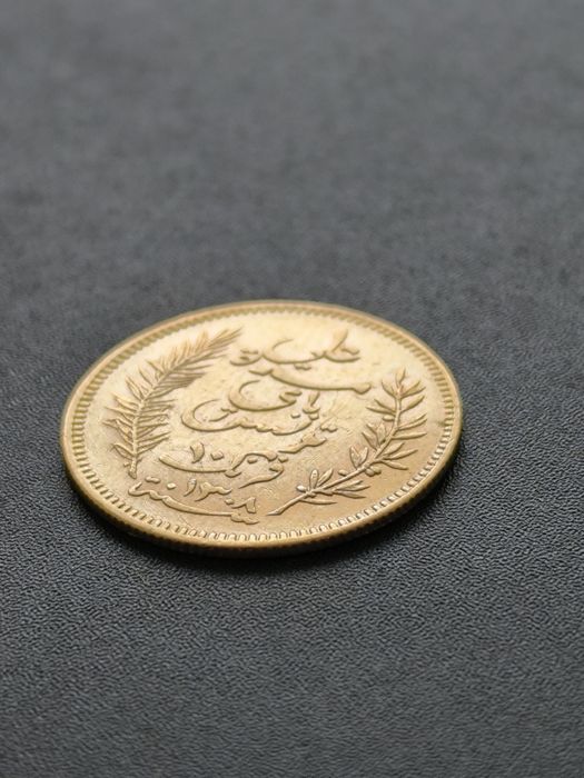 10 франка 1891 год, Тунис,Али бей, злато 3.23 гр,900/1000 (21.6 карата