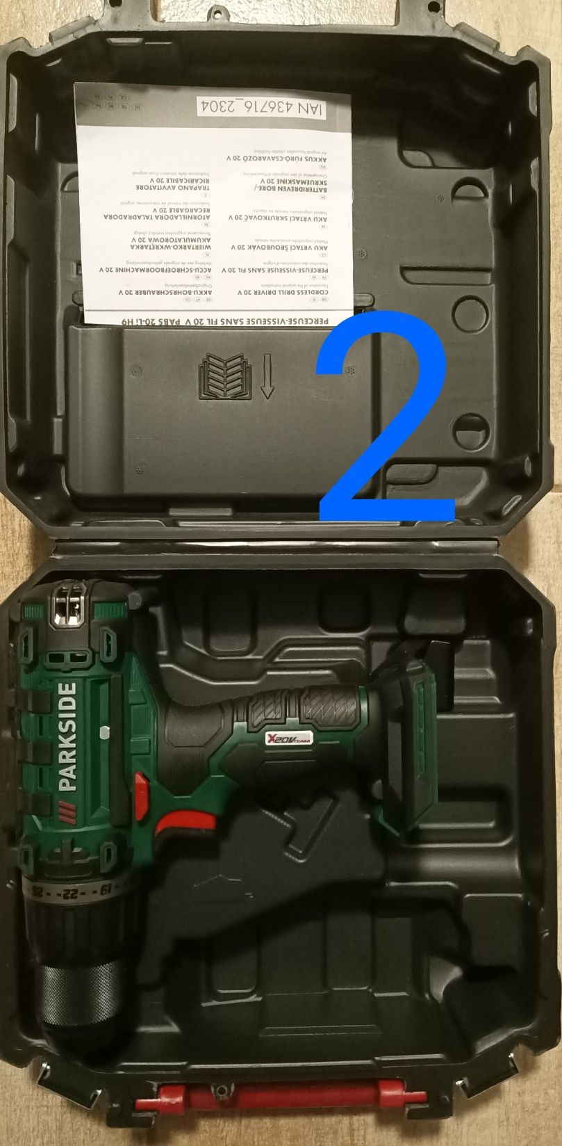 Parkside set filetanta bormasina 45Nm cu bateri 20V 2A incarcator 2,4A