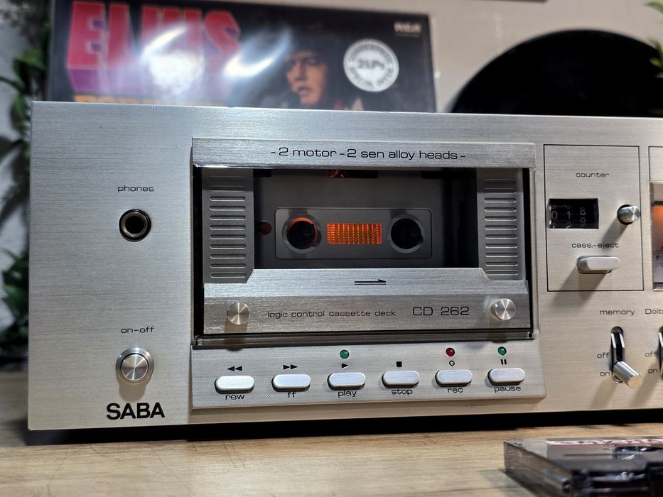 Casetofon deck SABA CD-262, retro argintiu, 2 motor, alloy heads