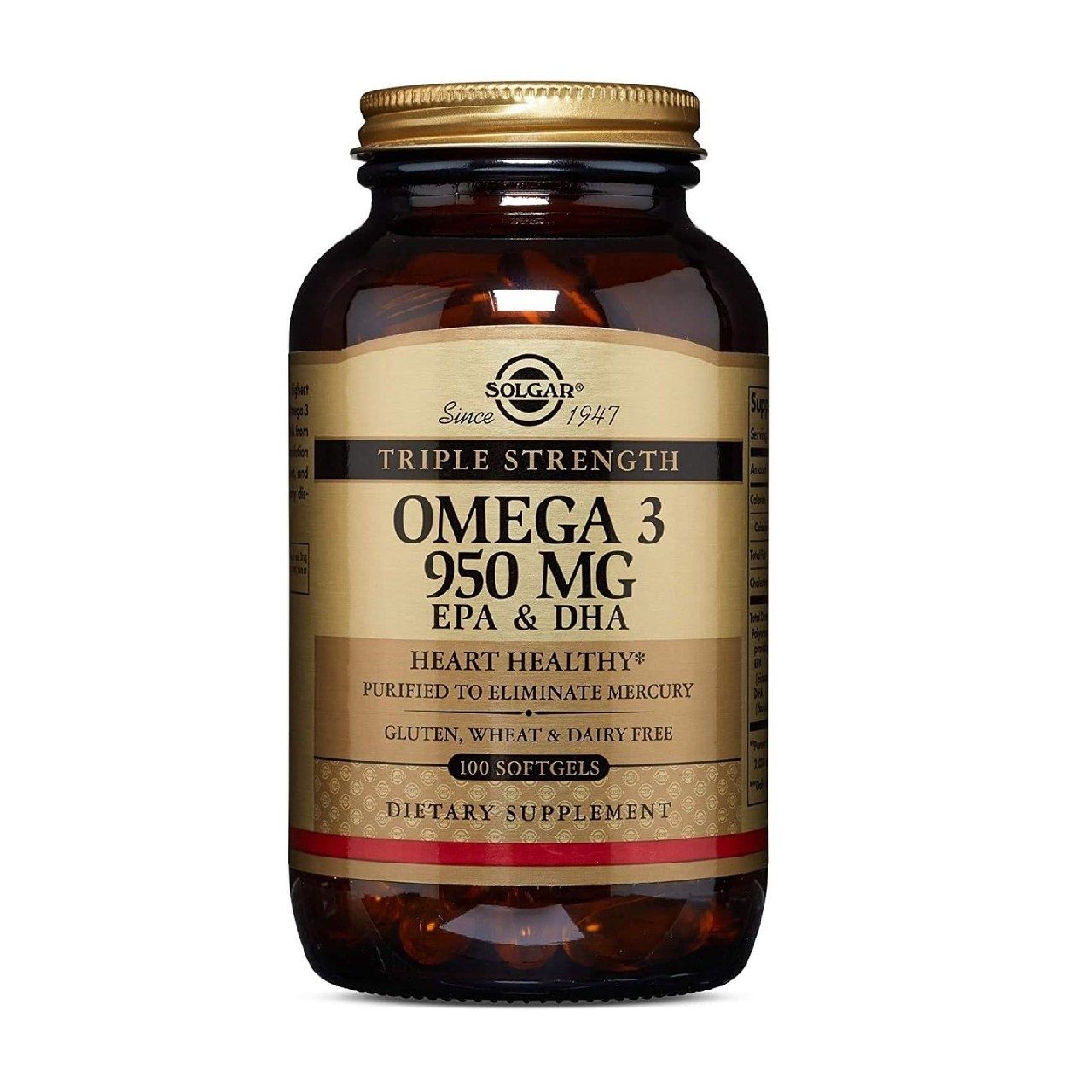 Solgar Triple Strength Omega 3, 950 мг — 100 мягких таблеток, упаковка