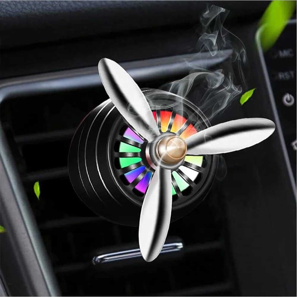 Odorizant aromaterapie cu elice ventilator lumini led masina auto