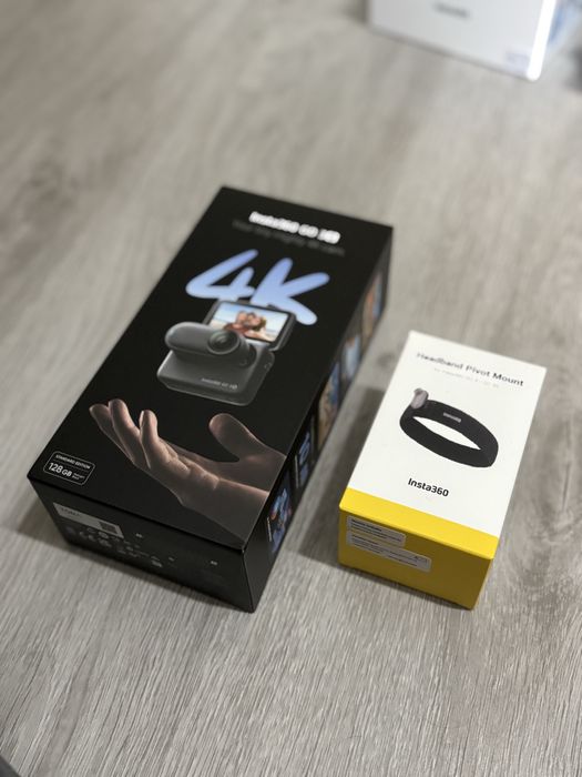 Insta 360 go 3s black 128 gb nou  + suport prindere cap original