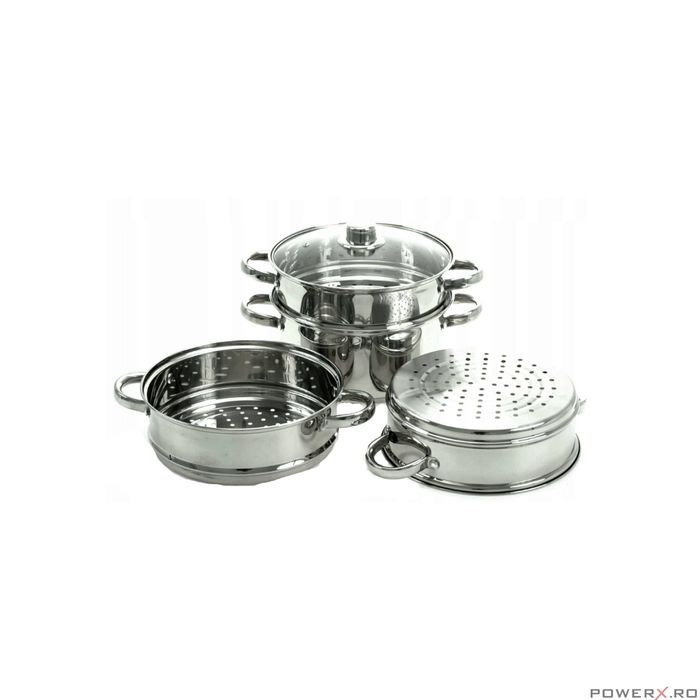 Set de 5 piese, oala pentru fiert cu abur, inox, 20 cm 3.1litri