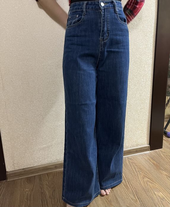 Темно синие свободные прямые джинсы