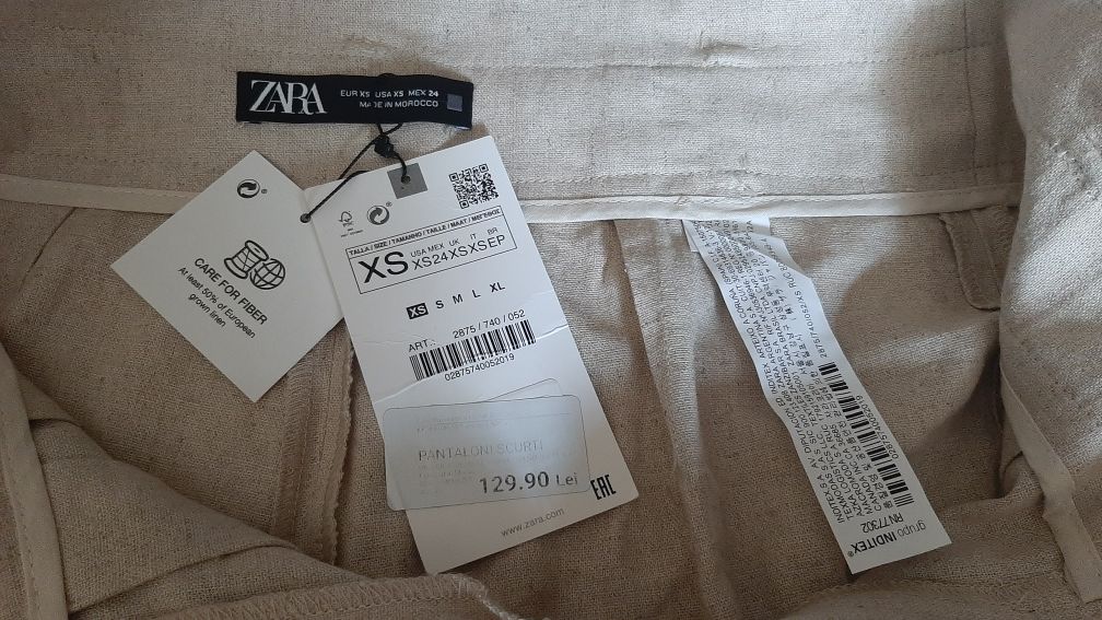 Pantaloni scurti Zara marimea XS,noi cu eticheta