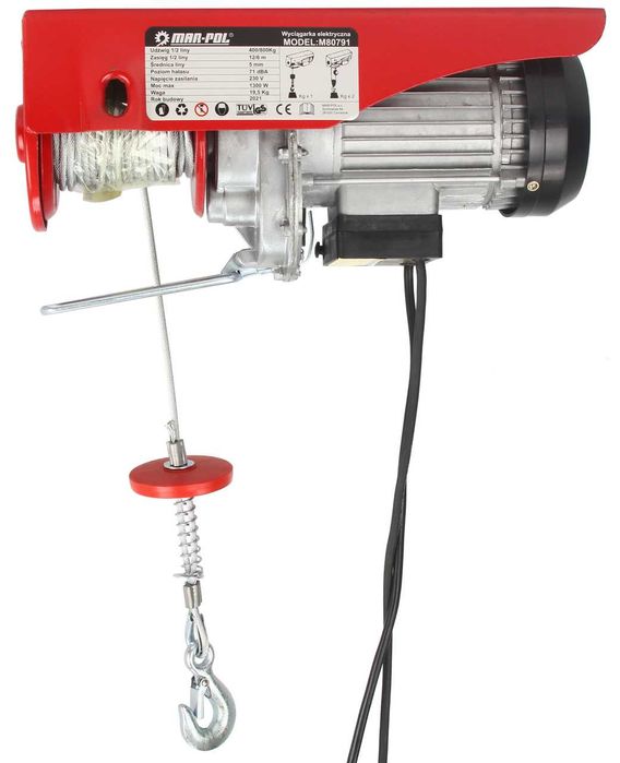 Електрическа въжена лебедка 400/800кг 12м 1300W Mar-Pol