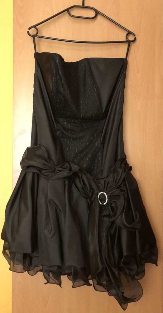 Официална черна рокля без ръкав с болеро и чантичка