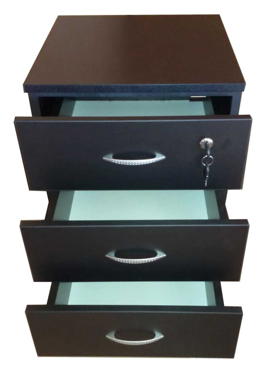 Rollbox cu 3 sertare, Negru perlat, 45 x 45 x 60h cm