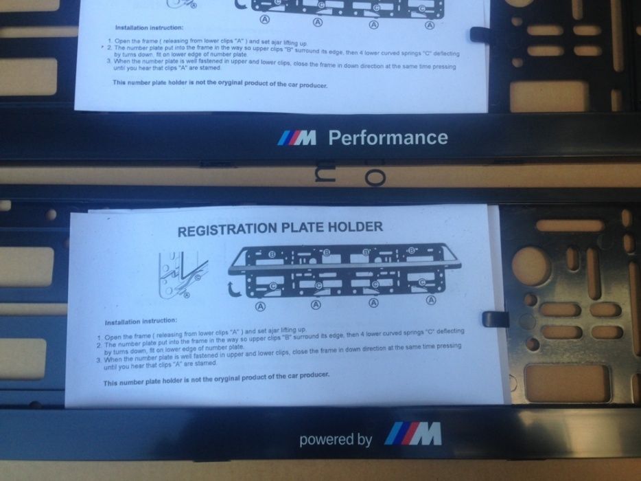 Рамки за регистрационен номер БМВ стойки М BMW Е60 Ф10 Ф15 Х М5 М3 ББС