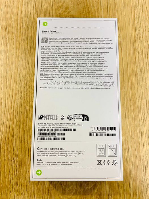 ЧИСТО НОВ !!! Apple iPhone 16 Pro Max, 512GB, 5G, Natural Titanium