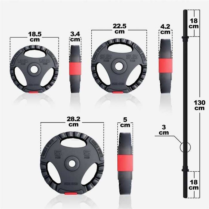 Set de 20 kg aerobic cu discuri cu grip
