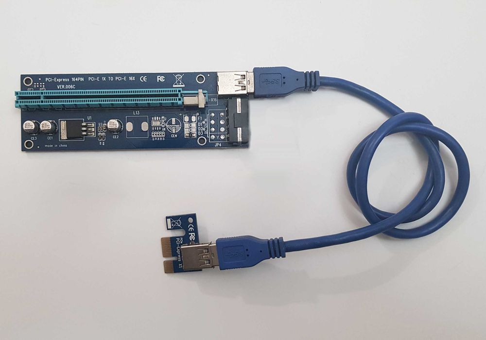 Riser Card 164 pini PCI-E x1-x16 + cablu USB 3.0 + cablu alimentare