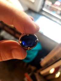 Inel barbat cu safir albastru natural de aprox. 8 ct.  16/13/5 mm