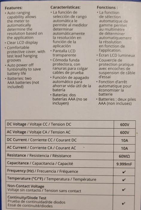 Multimetru digital 12 functii, true RMS, Ancor 703073 - NOU